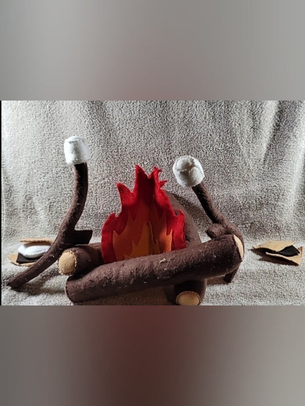 Vintage Plush Campfire Toy with S'mores, Imaginative Play